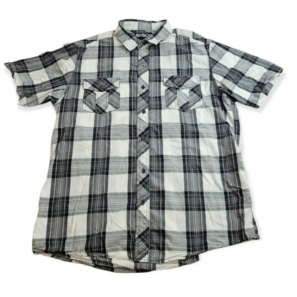 Carbon western plaid button-down shirt L